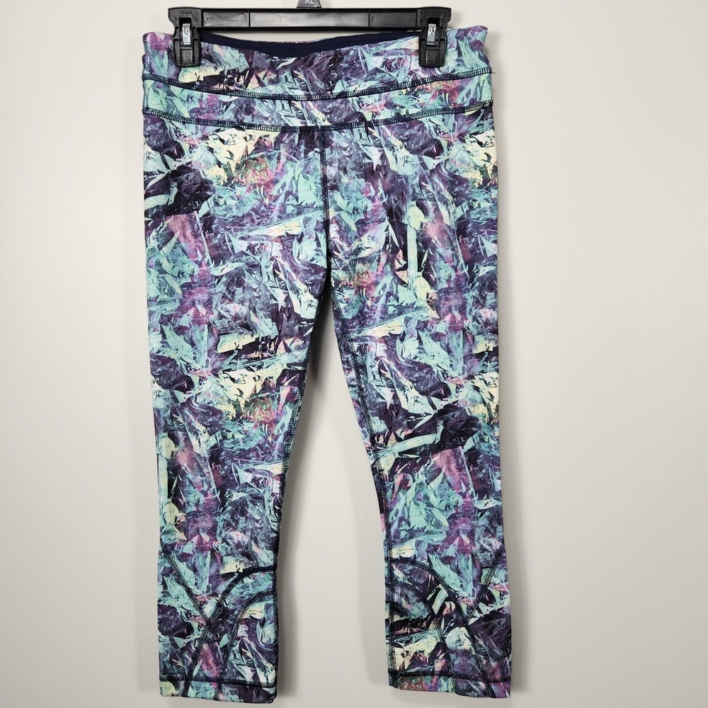 Lululemon Run Inspire Crop II Leggings Size 8 Multicolor Zip pocket